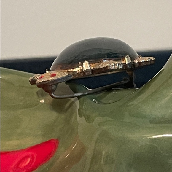 Antique C-Clasp Sterling Silver & Blown Glass Shell Turtle Brooch - Picture 4 of 9